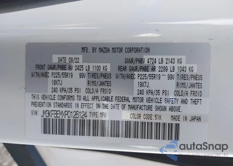 2023 Mazda Cx-5 2.5 S Premium Plus from USA, damaged, VIN JM3KFBEMXP0126124